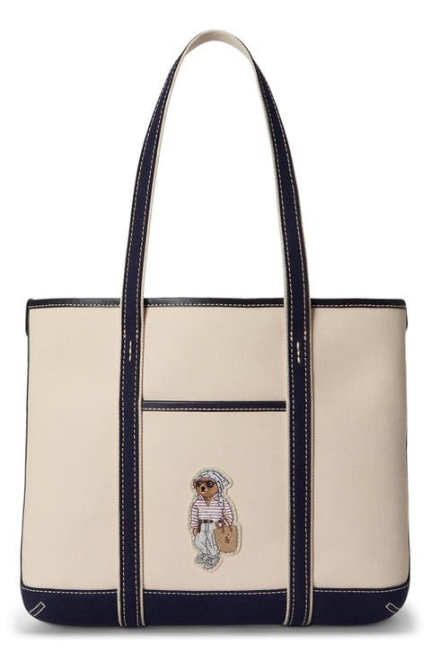 Small Polo Bear Canvas Shopper Tote