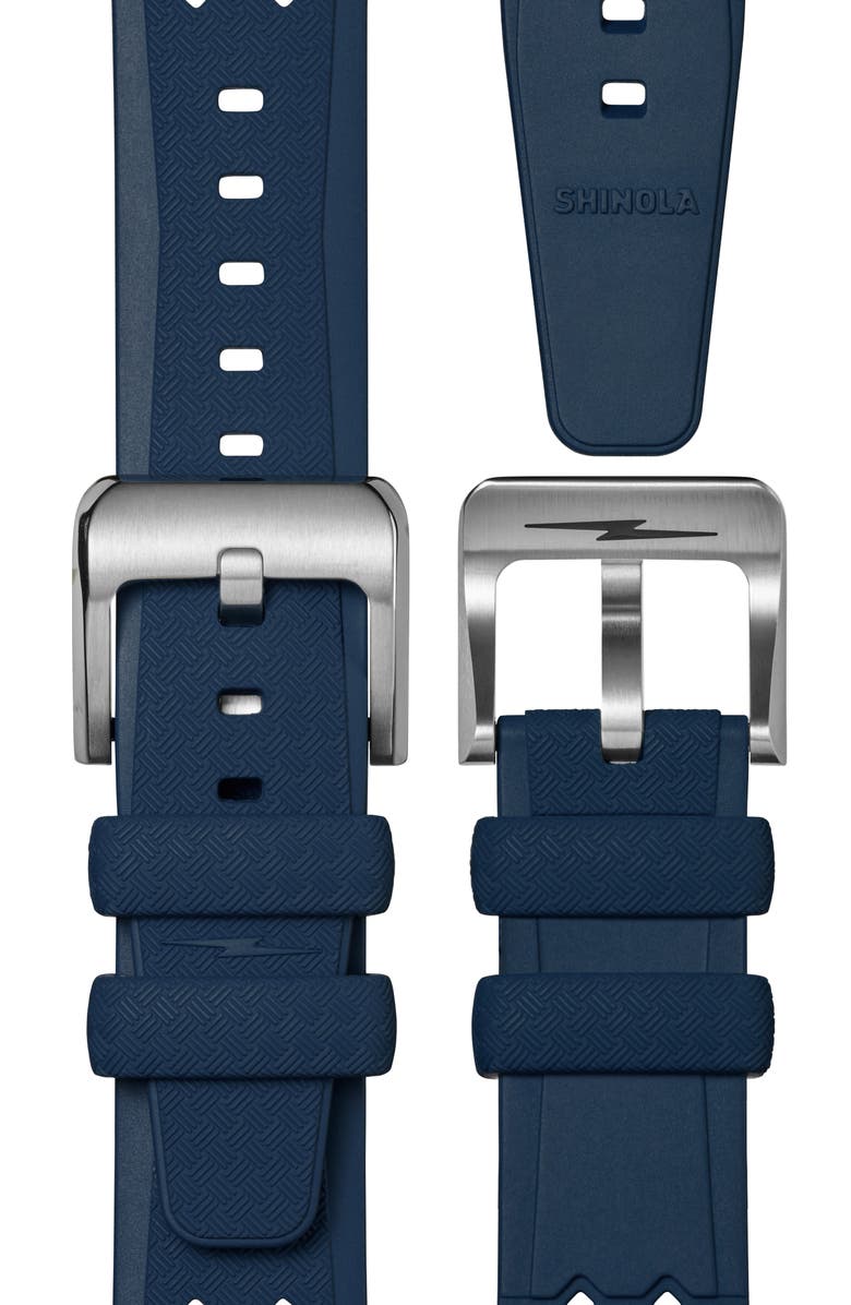 Shinola Duck Blue Rubber Strap Watch, 40mm, Alternate, color, Alabaster