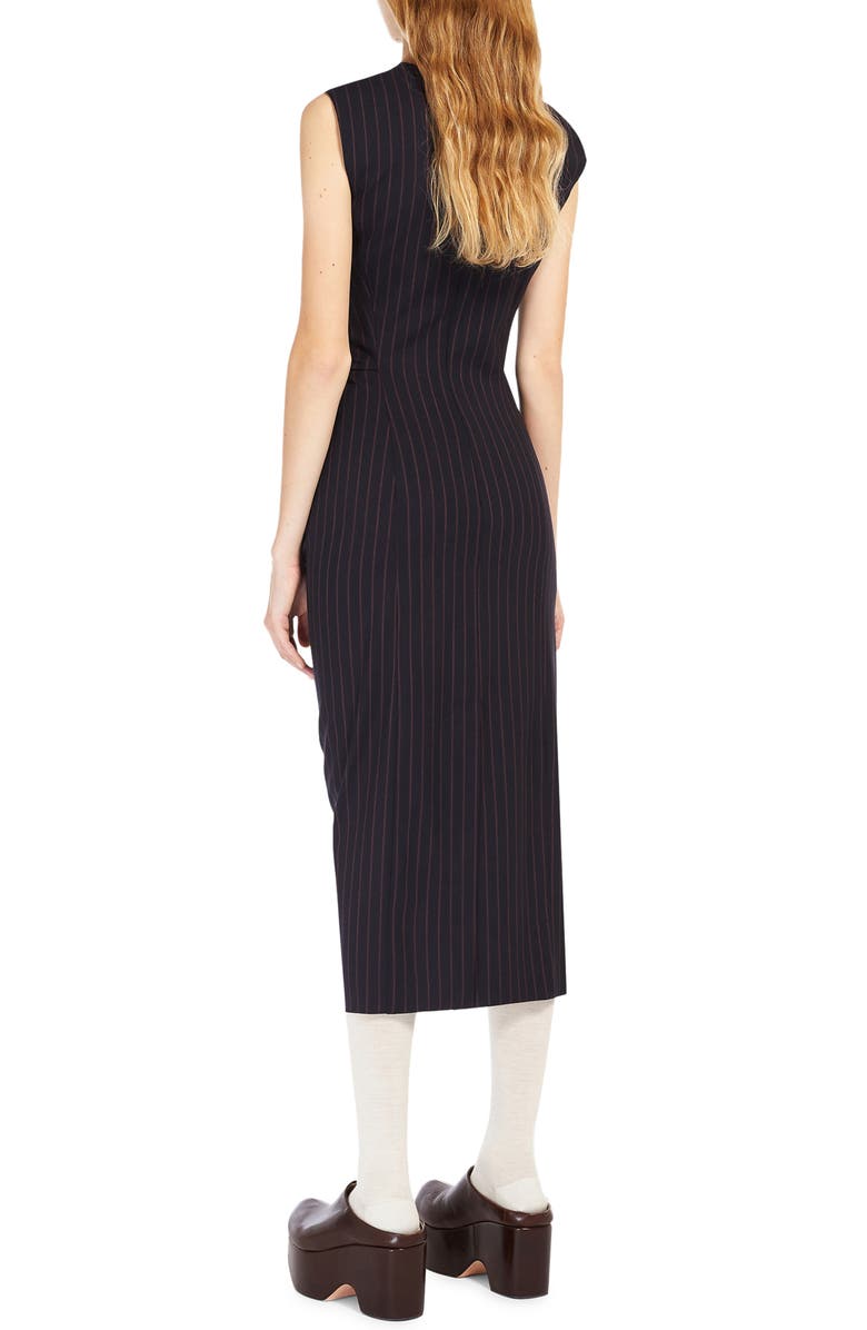 SPORTMAX Sidra Asymmetric Pinstripe Stretch Wool Sheath Dress, Alternate, color, 