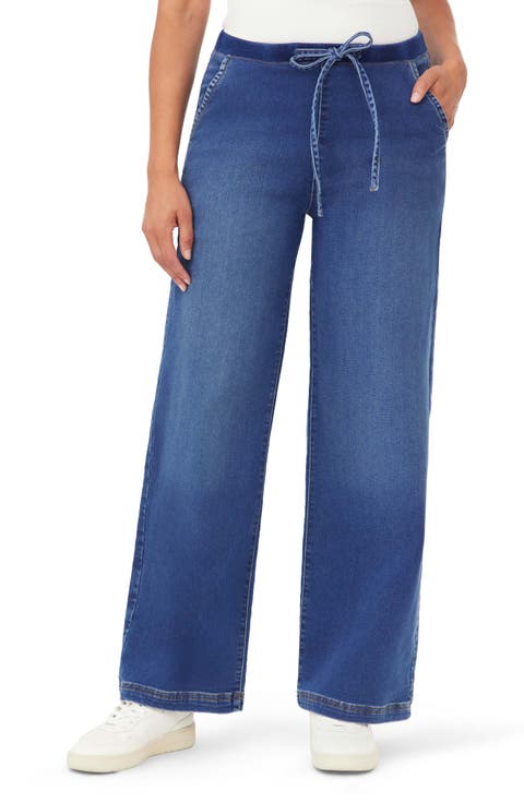 Drawstring Knit Wide Leg Pants