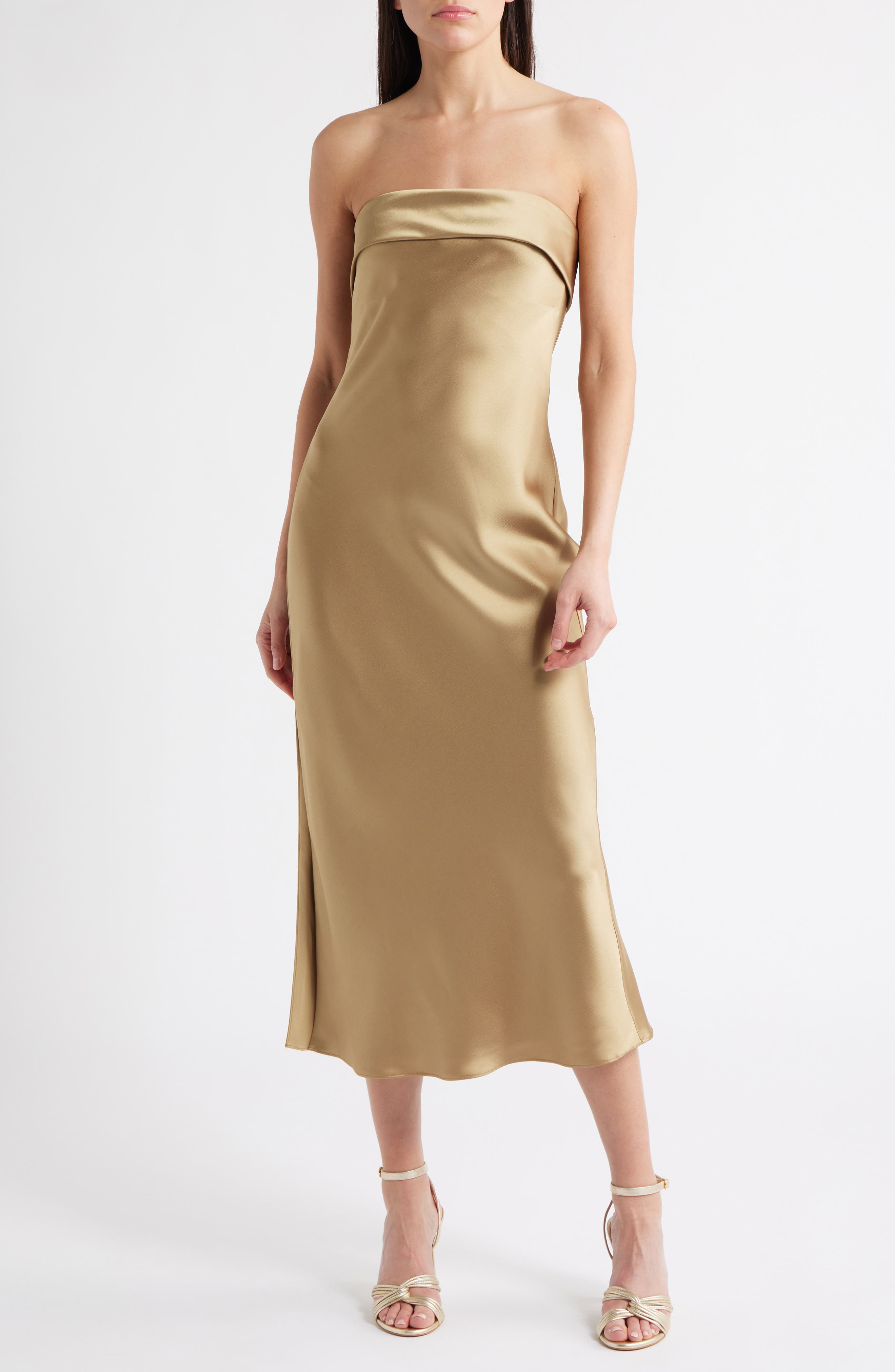 Amsale Faye Strapless Satin Cocktail Dress