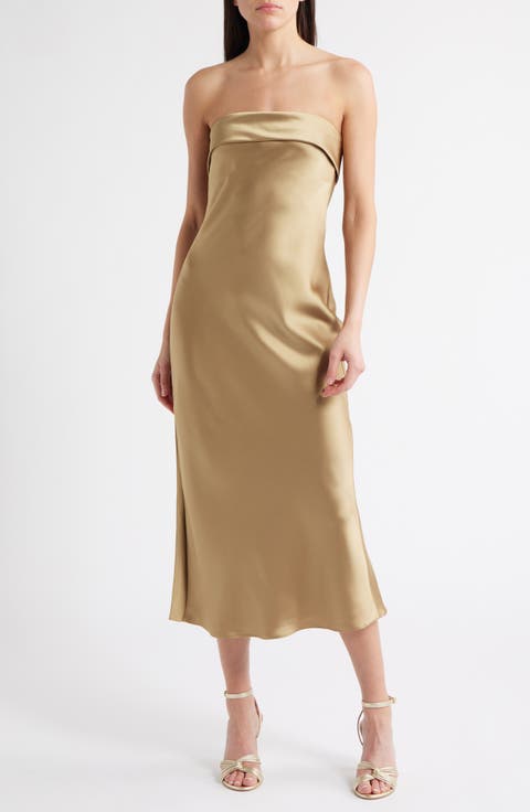 Faye Strapless Satin Cocktail Dress