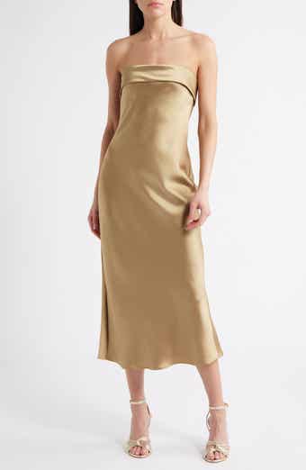 Amsale Faye Strapless Satin Cocktail Dress