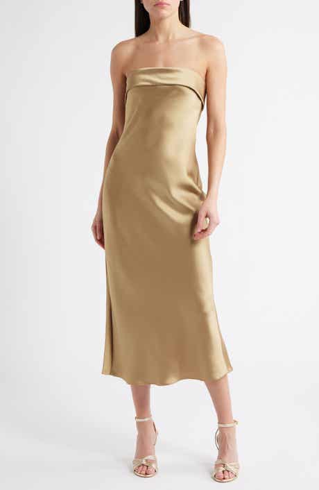 Amsale Faye Strapless Satin Cocktail Dress