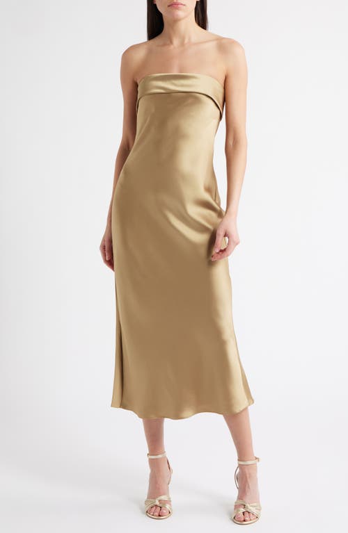 Amsale Faye Strapless Satin Cocktail Dress in Gold  product