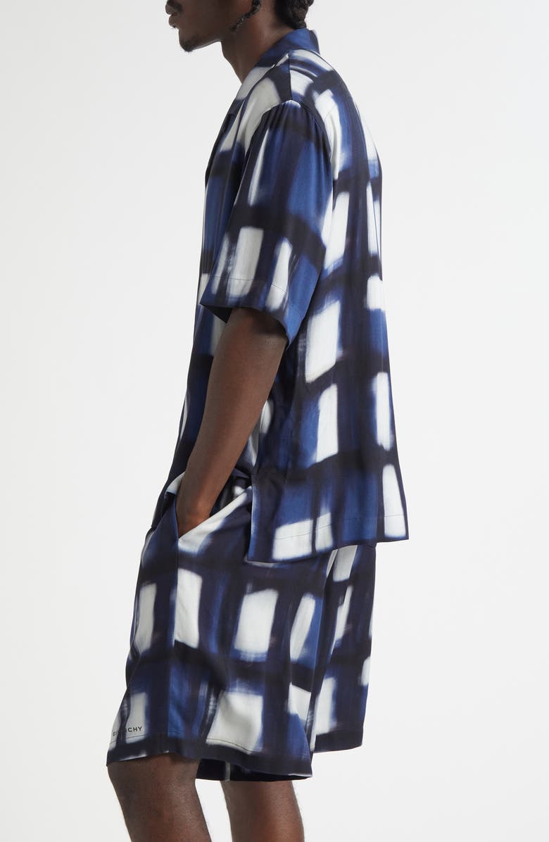 Givenchy Afternoon Light Check Twill Camp Shirt, Alternate, color, Dark Blue