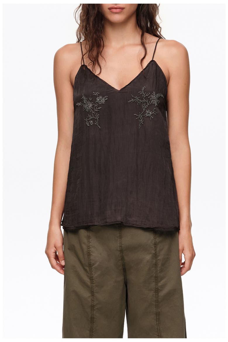 Straight Top with Stones, Main, color, BLACK