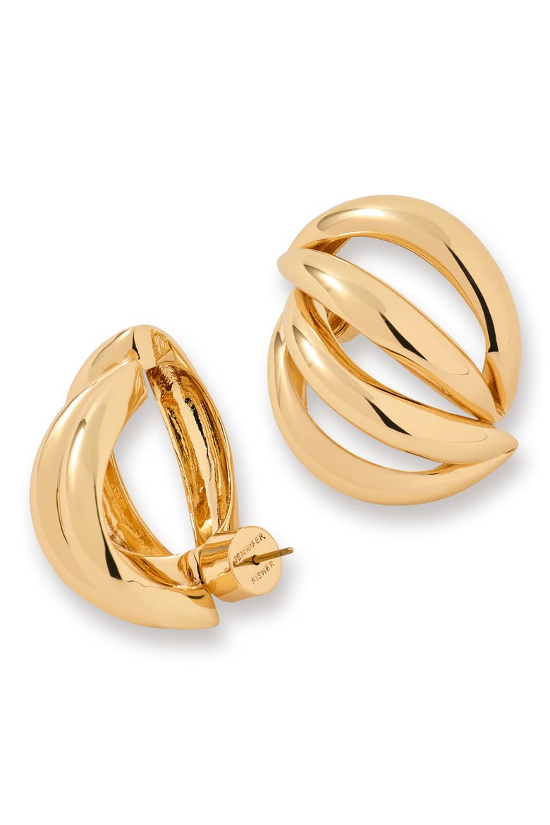 Interocking Small Drop Earrings, Alternate, color, GOLD
