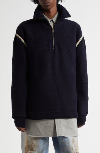 Maison Margiela Elbow Patch Half Zip Wool Pullover | Nordstrom Maison Margiela Elbow Patch Half Zip Wool Pullover | Nordstrom