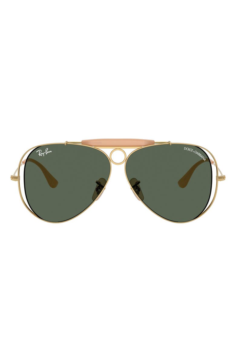 Ray-Ban Shooter 58mm Pilot Sunglasses, Main, color, Arista / Dark Green