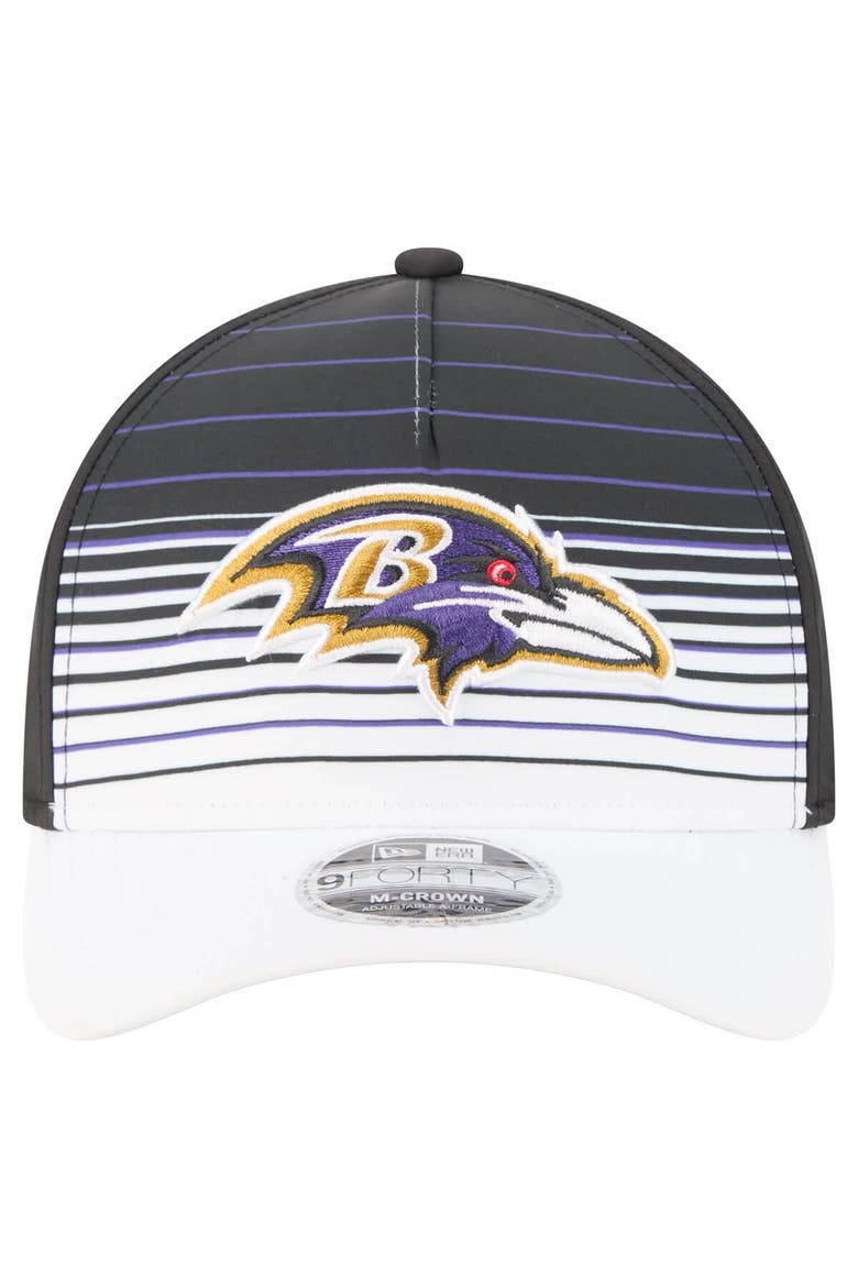 Men's New Era  White/Black Baltimore Ravens Adventure Gradient 9FORTY M-Crown A-Frame Adjustable Hat, Alternate, color, White