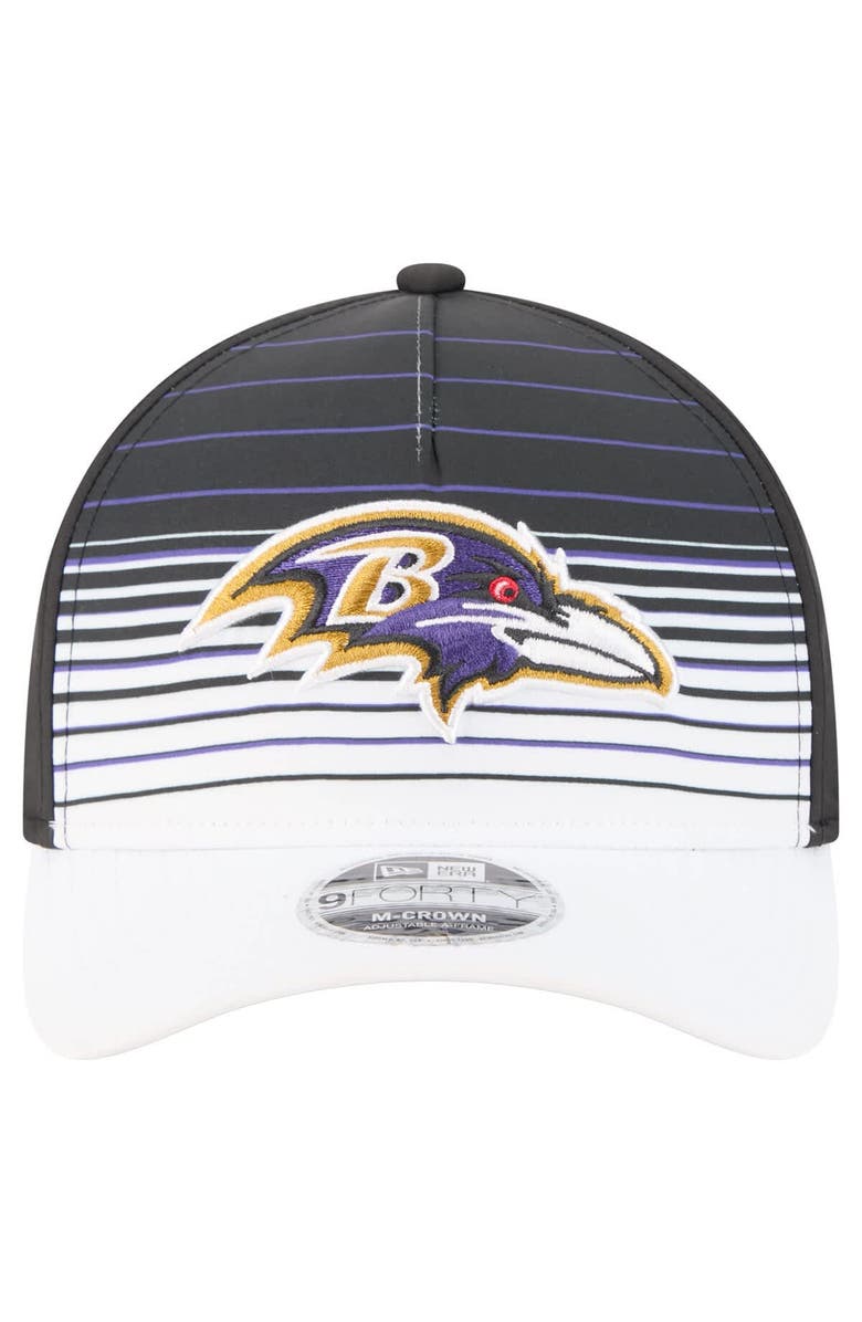 New Era Men's New Era White/Black Baltimore Ravens Adventure Gradient 9FORTY M-Crown A-Frame Adjustable Hat, Alternate, color, White