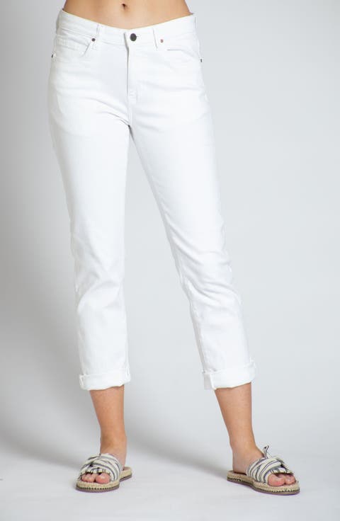 Roll Cuff Crop Girlfriend Jeans