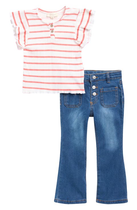 Kids' Ruffle T-Shirt & Wide Leg Jeans Set (Toddler)