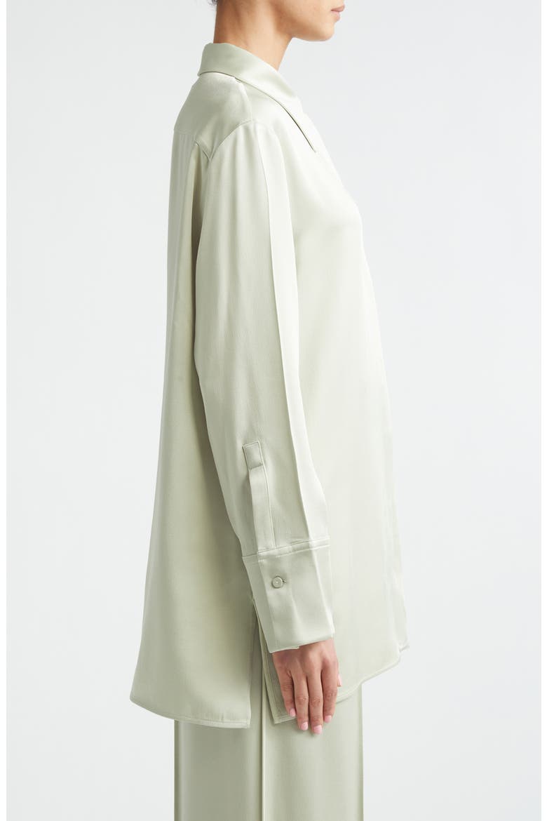 Fluid Satin Button-Up Shirt, Alternate, color, PASTEL GREEN