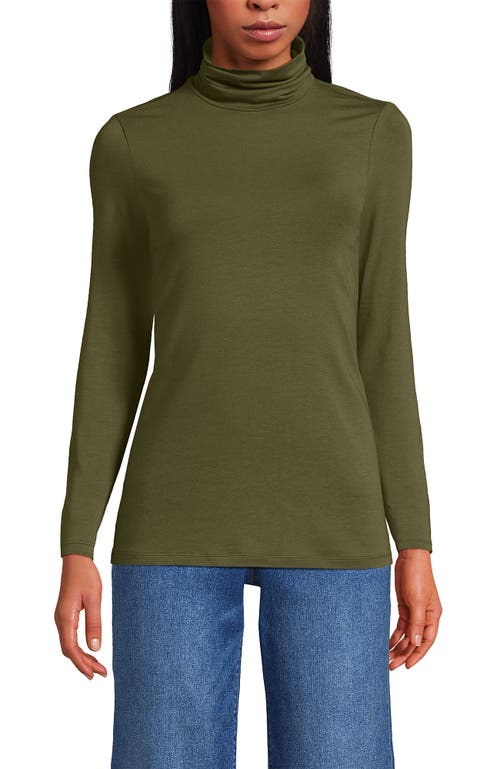 Lands' End Lightweight Jersey Skimming Long Sleeve Turtleneck In Green