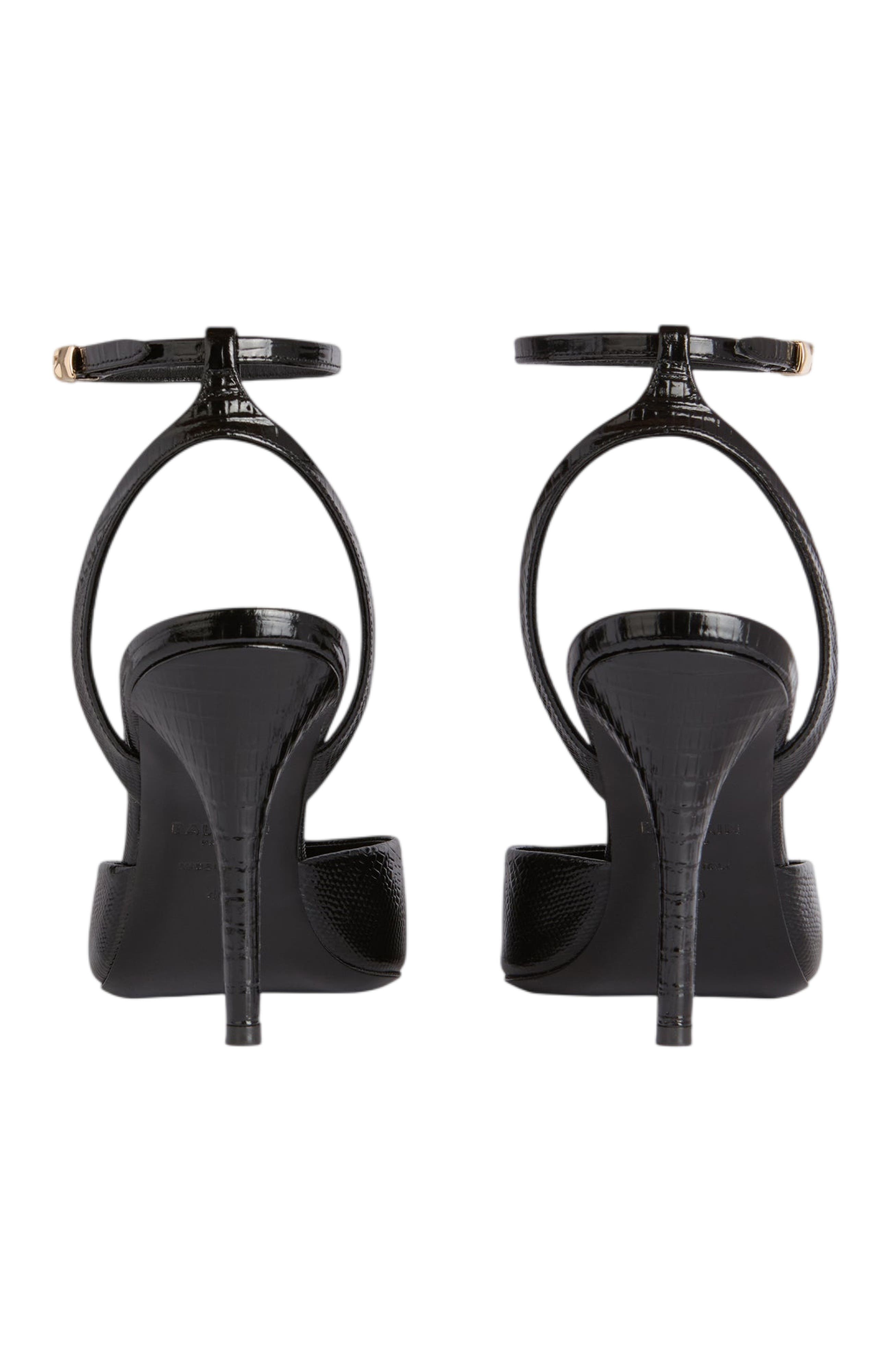 Embossed Leather Strappy Courts, Alternate, color, Black