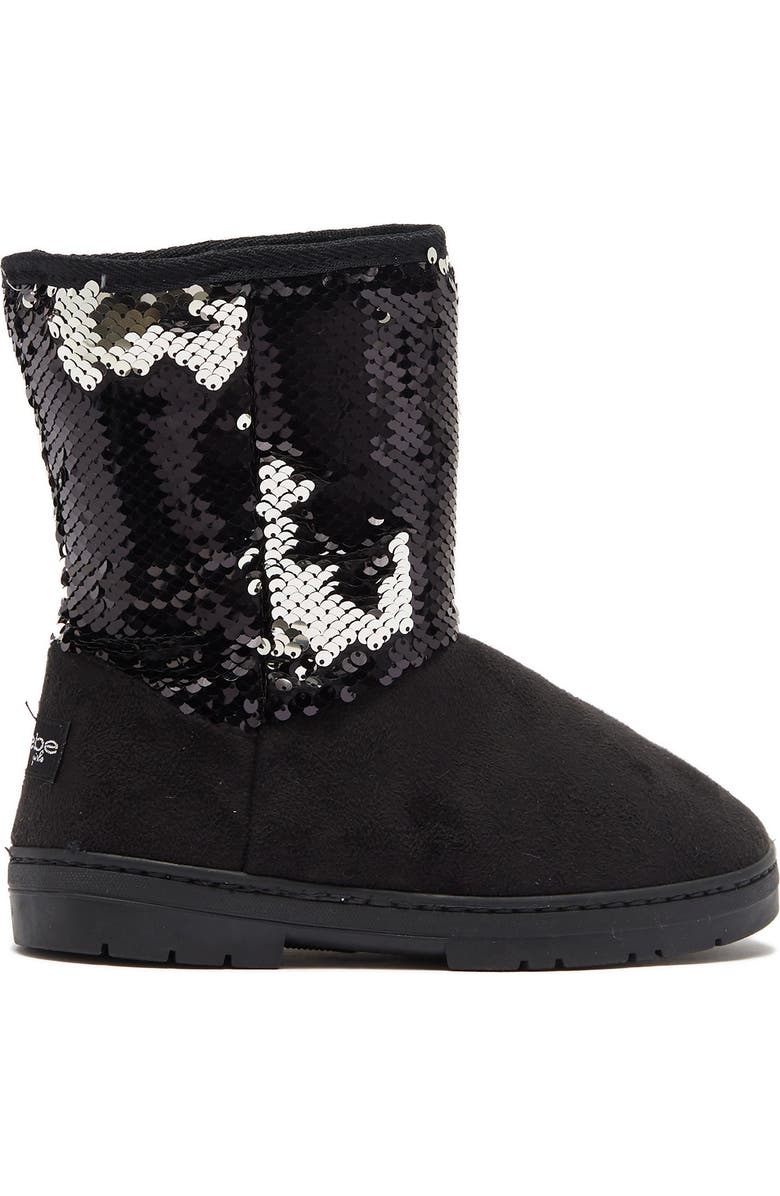 bebe Sequin Faux Fur Lined Boot, Alternate, color,