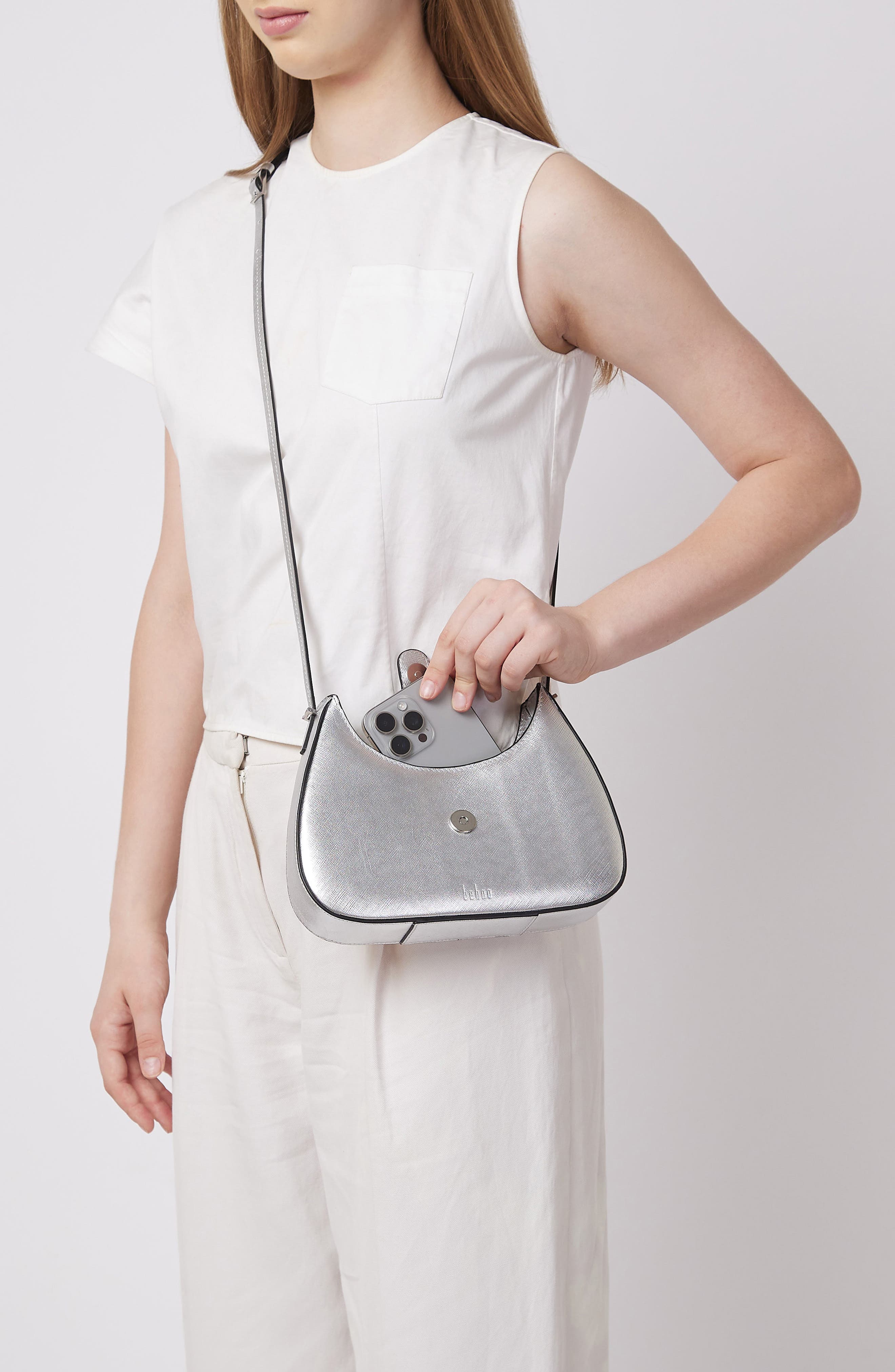 behno Mini Leena Metallic Leather Crossbody Bag, Alternate, color, 