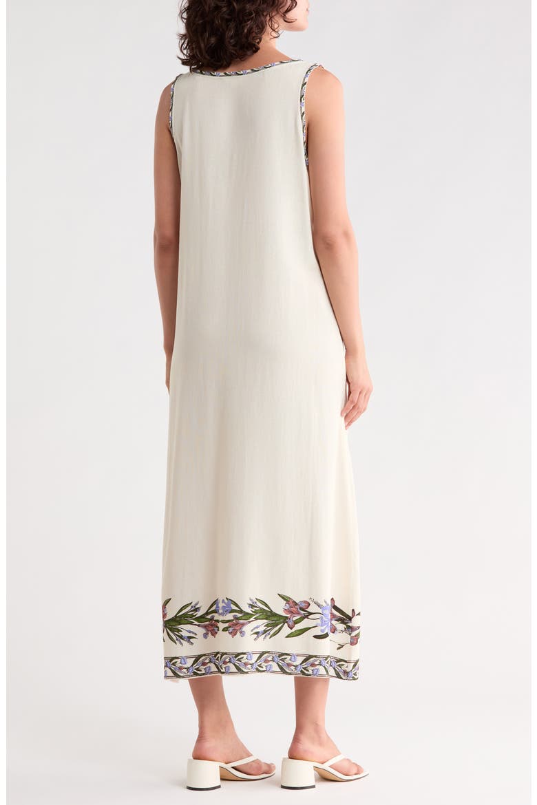 Border Print Sleeveless Maxi Dress, Alternate, color, ECPWIRSP-ECRU/PERIWINKLE IRIS SPIRES