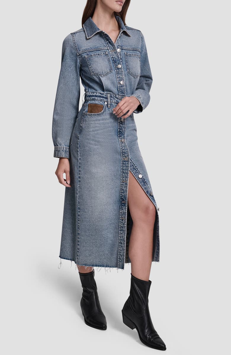 DKNY Jeans Denim Overall Dress, Alternate, color, Park Slope