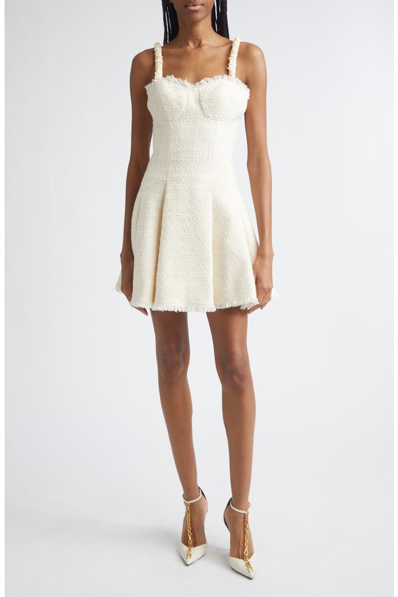 Tweed Shell Skater Minidress, Main, color, WHITE