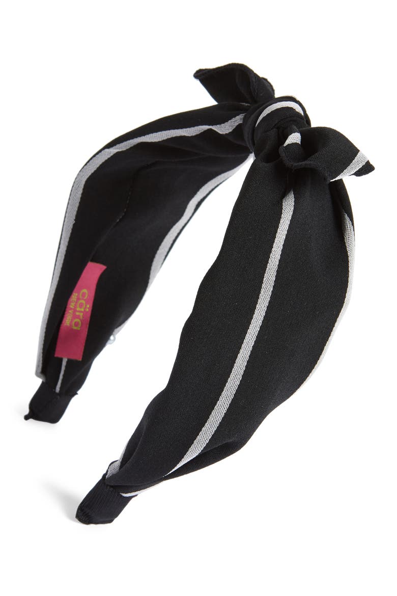 Stripe Knot Headband, Main, color, BLACK