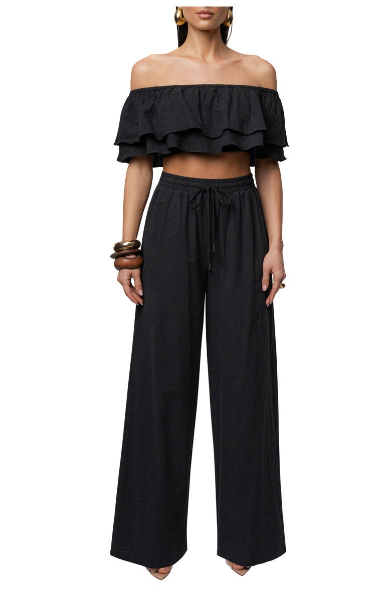 JLUXLABEL Marina Two-Piece Pant Set, Main, color, Black