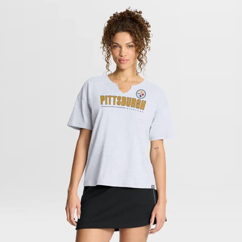 Women's Fanatics White Pittsburgh Steelers Redzone Slub Boxy T-Shirt