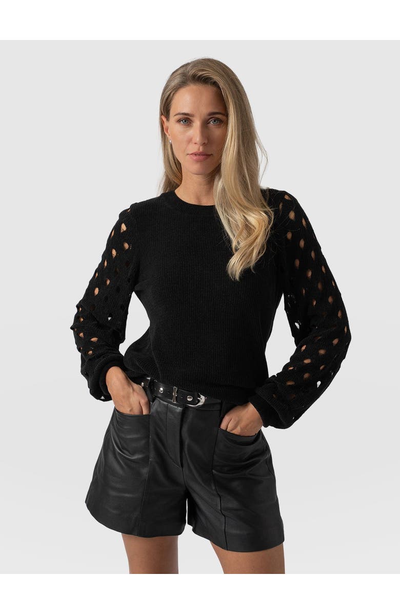 Saint + Sofia Suki Lace Hole Knit, Main, color, Black