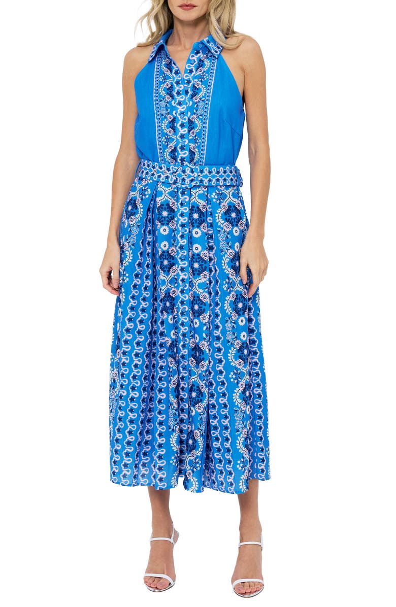 CIEBON Leena Belted Shirtdress, Main, color, Blue Multi