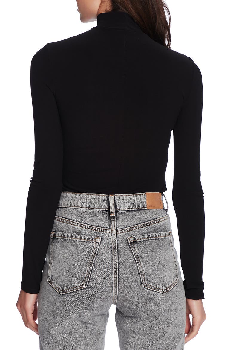 Long Sleeve Cutout Mock Neck Shirt, Alternate, color, RICH BLACK