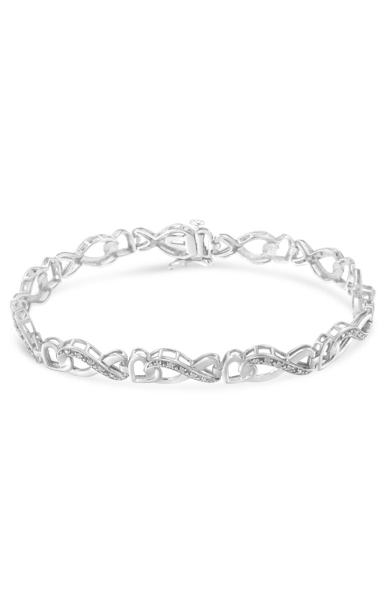 Haus of Brilliance Silver 1/5 Cttw Diamond Infinity Heart Tennis Bracelet, Alternate, color, White