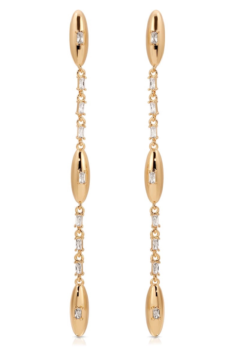 Oval Dome Linear Drop Earrings, Alternate, color, GOLD