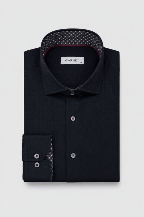 Men's Regular-fit Contrast-trim Solid Dress Shirt