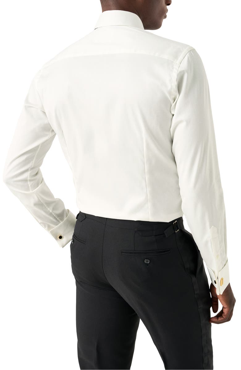 Eton Slim Fit Metallic Paisley Jacquard Bibbed Tuxedo Shirt, Alternate, color, Natural