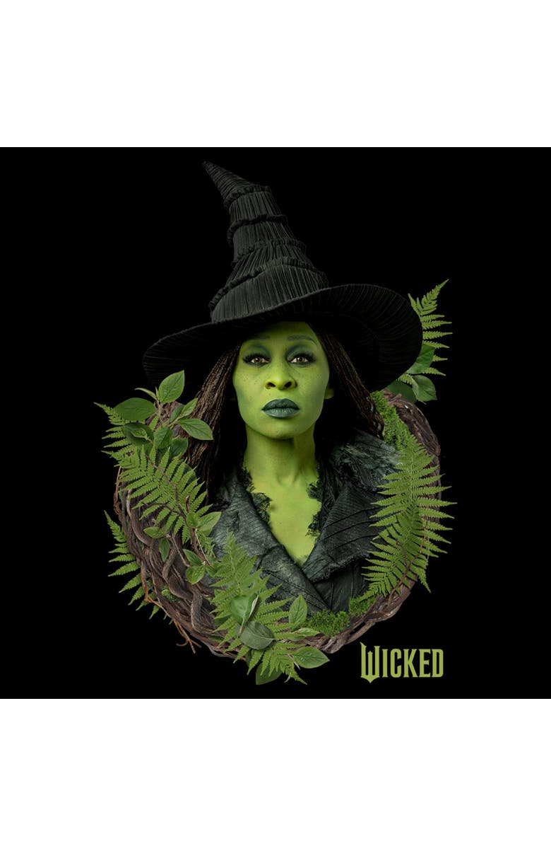 Wicked: For Good Women's Wicked For Good Elphaba Forest Portrait Graphic T-Shirt, Alternate, color, Black