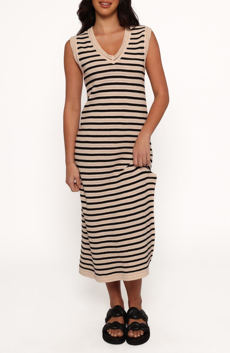Petal & Pup Vega Stripe Cotton Midi Dress, Main, color, 
