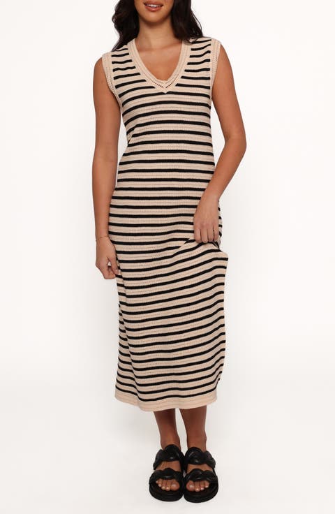 Vega Stripe Cotton Midi Dress