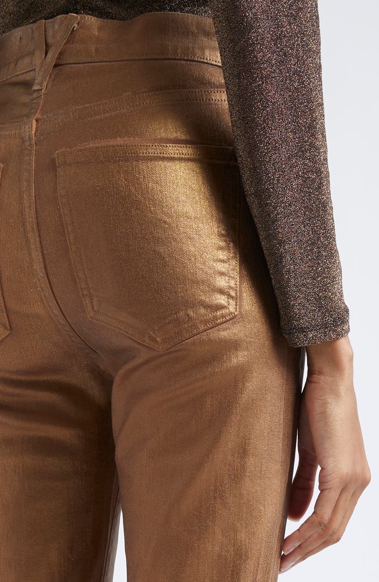 Veronica Beard Carson Metallic Flare Ankle Jeans, Alternate, color, Antique Brass