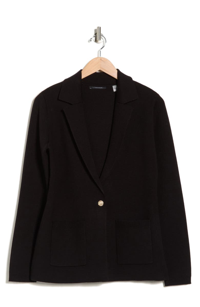 T Tahari Sweater Jacket, Alternate, color, Black