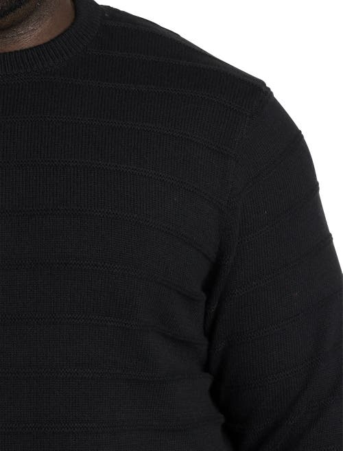 Synrgy By Dxl Textured Stripe Crewneck Sweater In Caviar