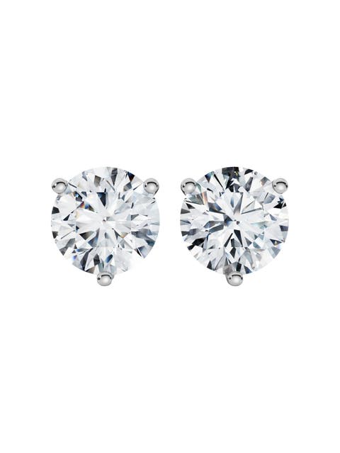1.50Ct TW Round Diamond Martini Studs 3-Prong 14k Gold Lab Grown