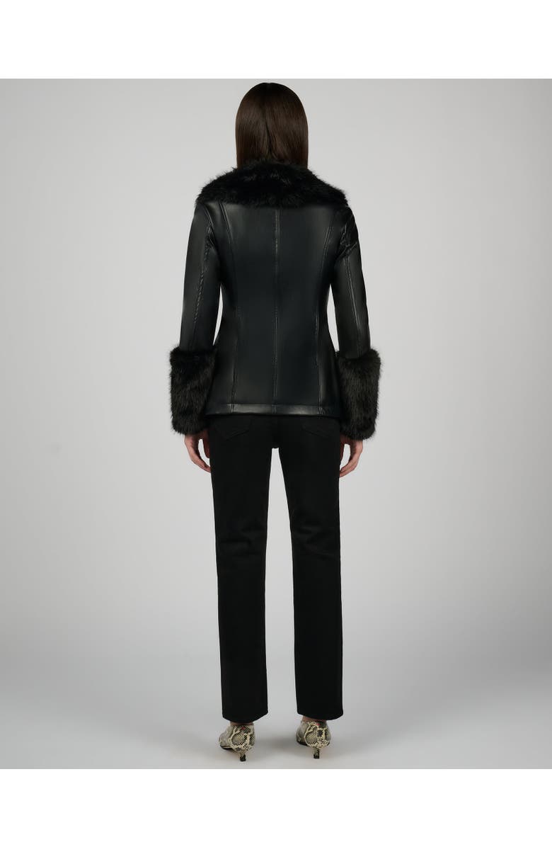 WeWoreWhat Fur Collar Jacket, Alternate, color, Black