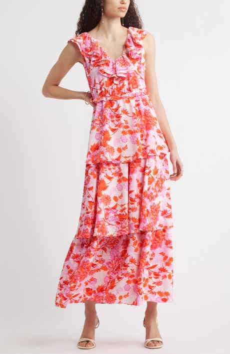 Chelsea28 Ruffle Neck Tiered Maxi Dress