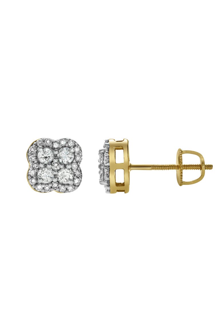 Clover 14K Gold Diamond Stud Earrings - 0.5ct., Alternate, color, 14K Yellow Gold
