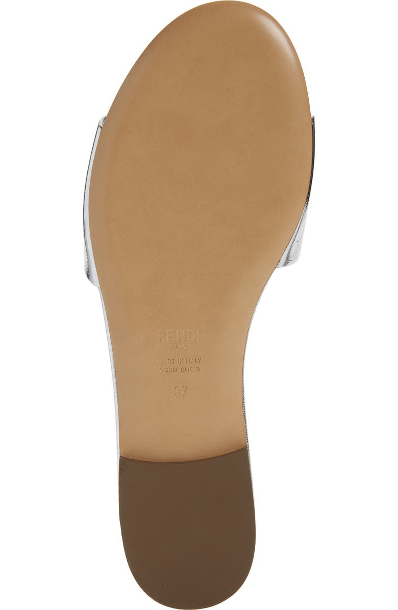 Fendi Baguette Metallic Slide Sandal, Alternate, color, F0ge7 Argento/Argento