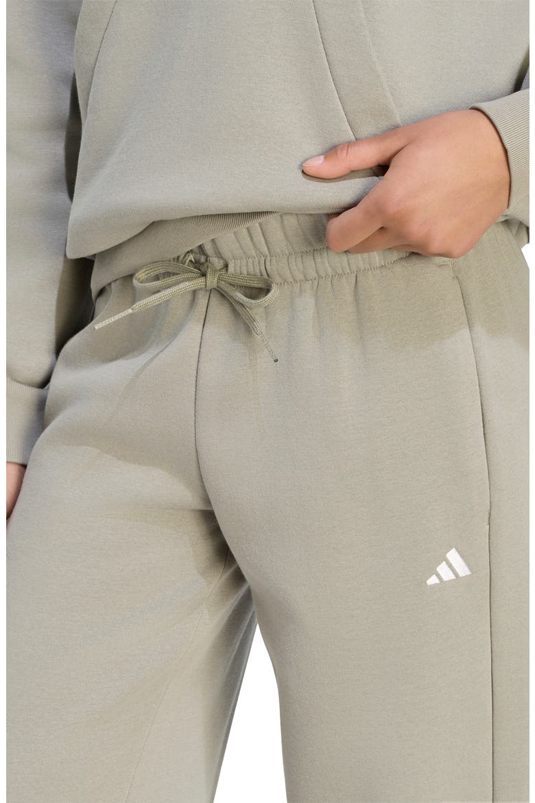 Wide Leg Fleece Joggers, Alternate, color, SILVER PEBBLE/ WHITE