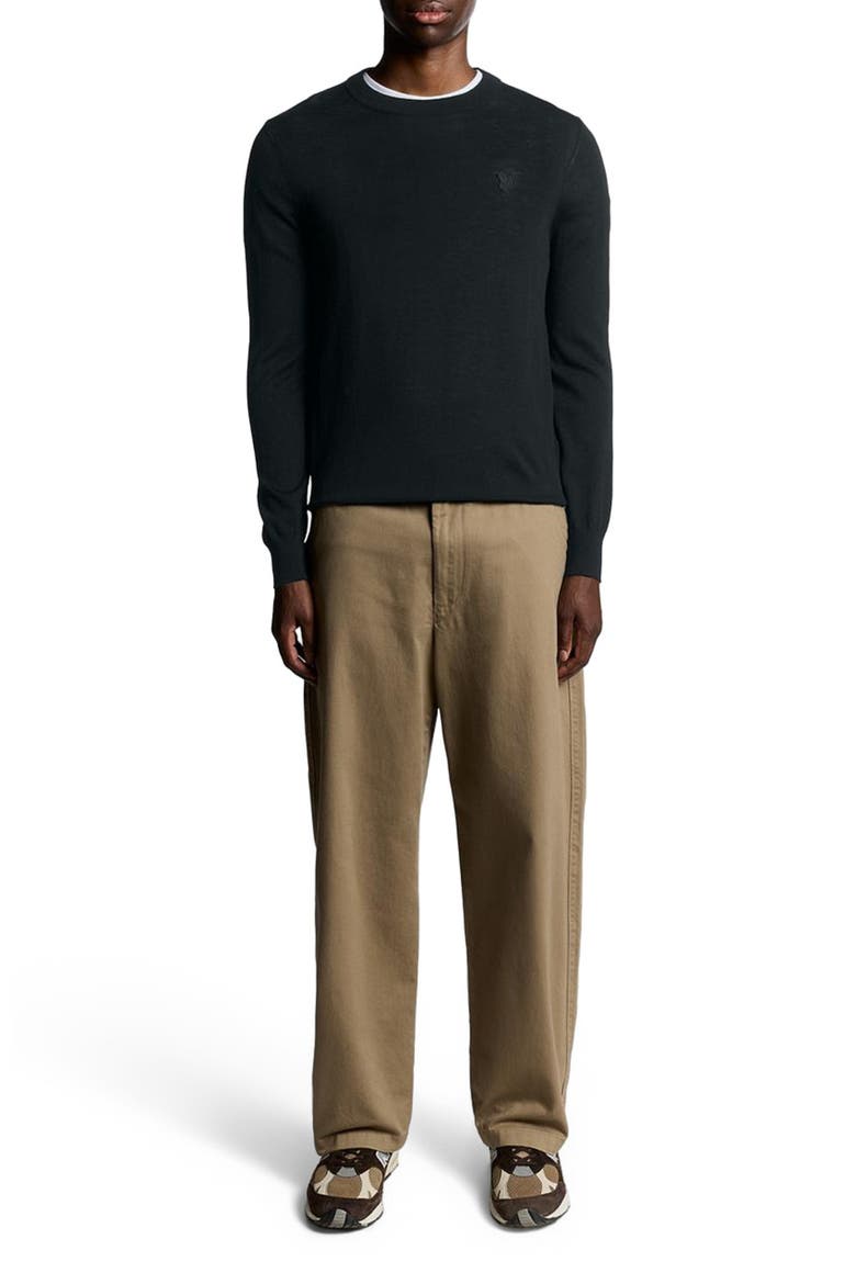 Tonal Eagle Merino Crew Neck Sweater, Alternate, color, Jet Black