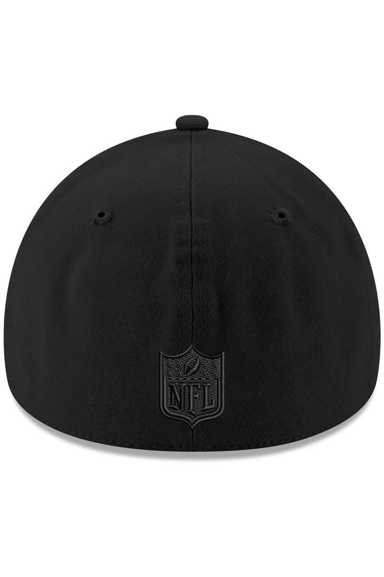Men's New Era New York Jets Black On Black 39THIRTY Flex Hat, Alternate, color, Black